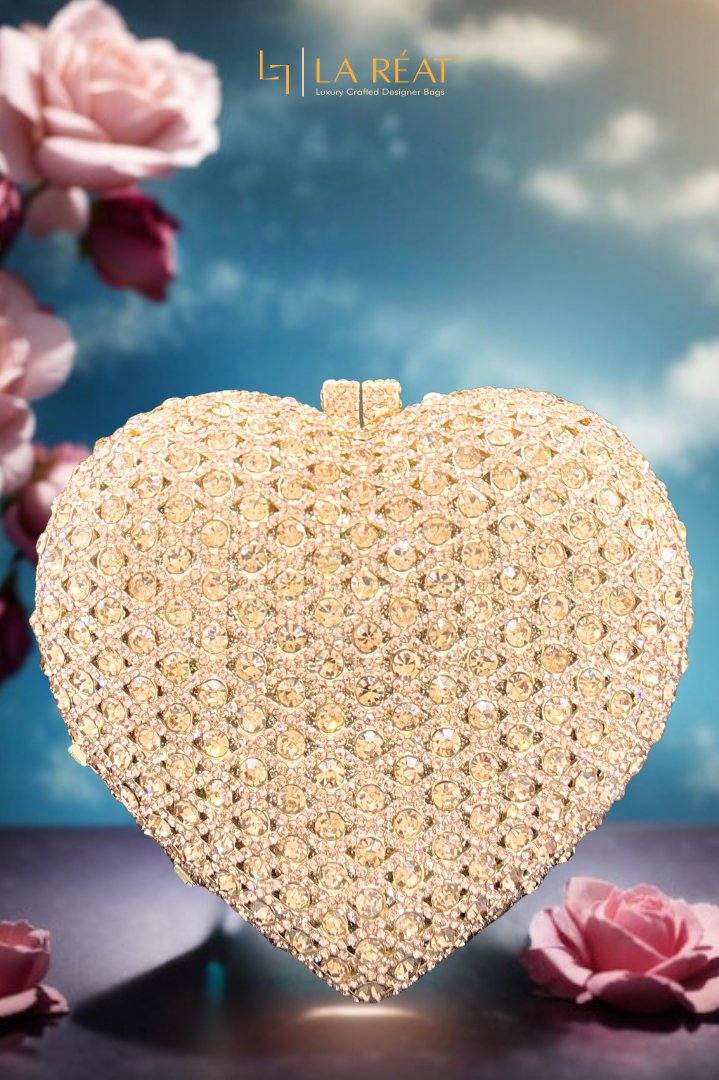 #product_LA Reat Heart Shape Crystal Evening Bag Rhinestone Clutches Bags Luxury Design - LA RÉAT