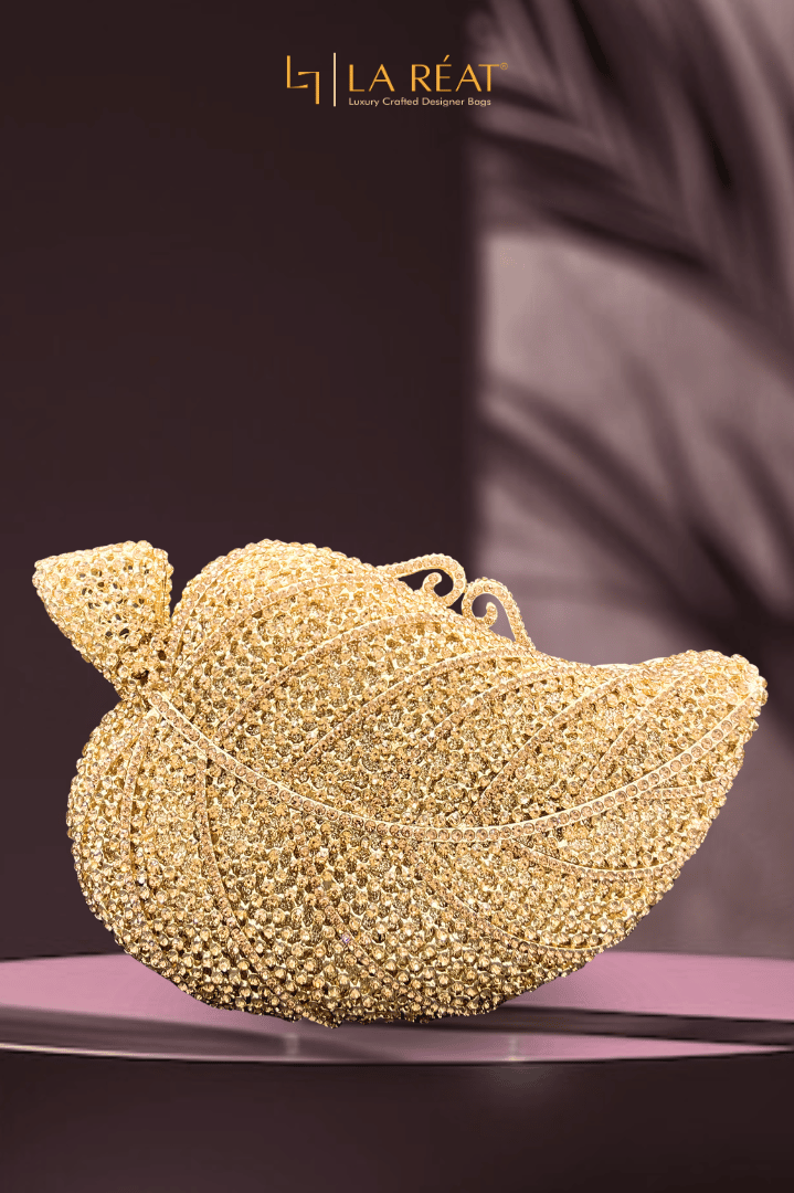 LA Reat Leaf Shape Crystal Evening Bag Rhinestone Clutches Bags Luxury Bag