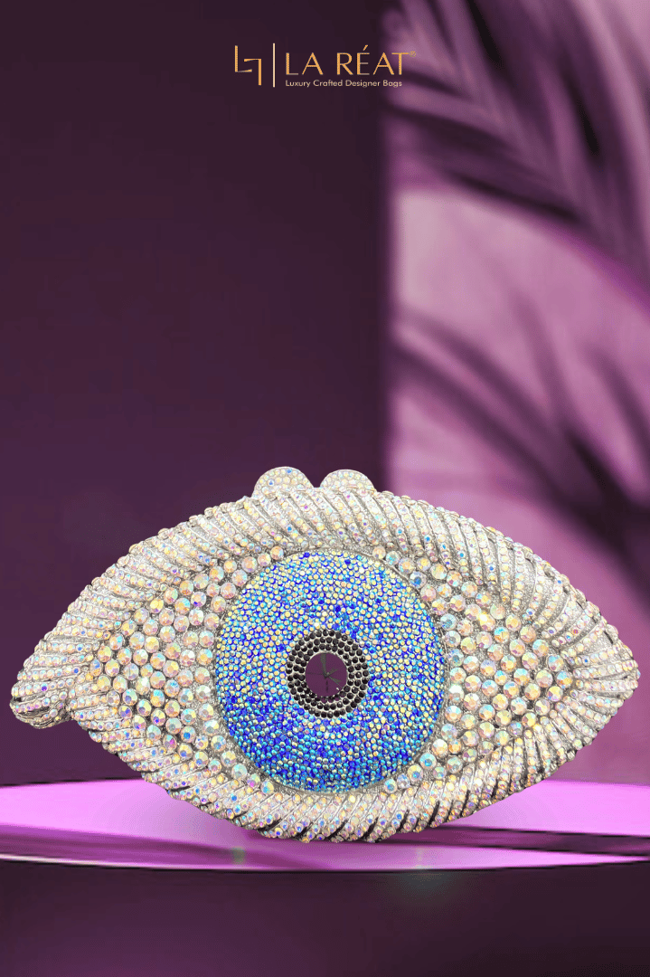 LA Reat Eyes Shape Crystal Evening Bag Rhinestone Clutches Bags Luxury Design.