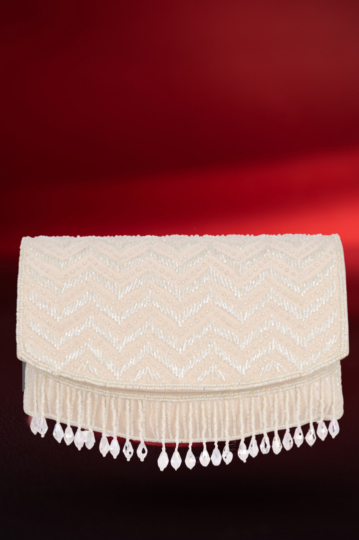 La Reat's Radiant Women's Bridal Fancy Party Hand Embroidery Clutch Purse