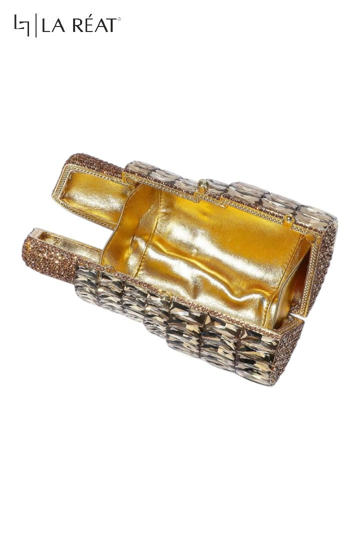LA Reat  Lipstic Shape Crystal Evening Bag Rhinestone Clutches Bags Luxury Design Gold Purse Wedding Bridal Handbags Party